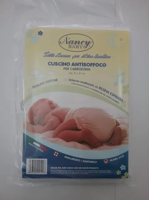 Cuscino Antisoffoco Neonato Per Carrozzina In Memory Foam 31x21