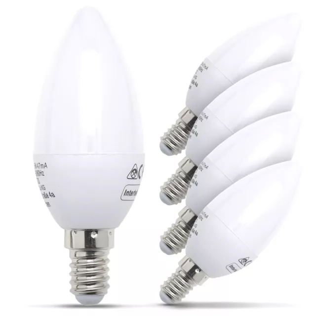 5 LED Leuchtmittel E14 Kerze Energiespar-Lampe Lampen 5W warmweiß Glüh-Birne SET
