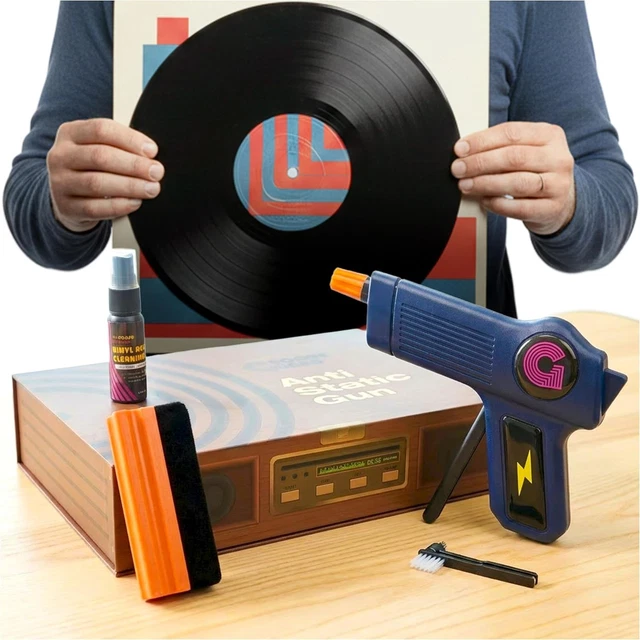ANTI STATIC GUN Vinyl Record Cleaner Kit w/ Brush Stylus Solution ...
