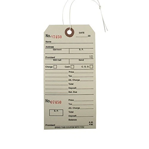NAHANCO TA Deluxe Alteration Ticket Tag Part Manila Strung Buttonhole Perfora...