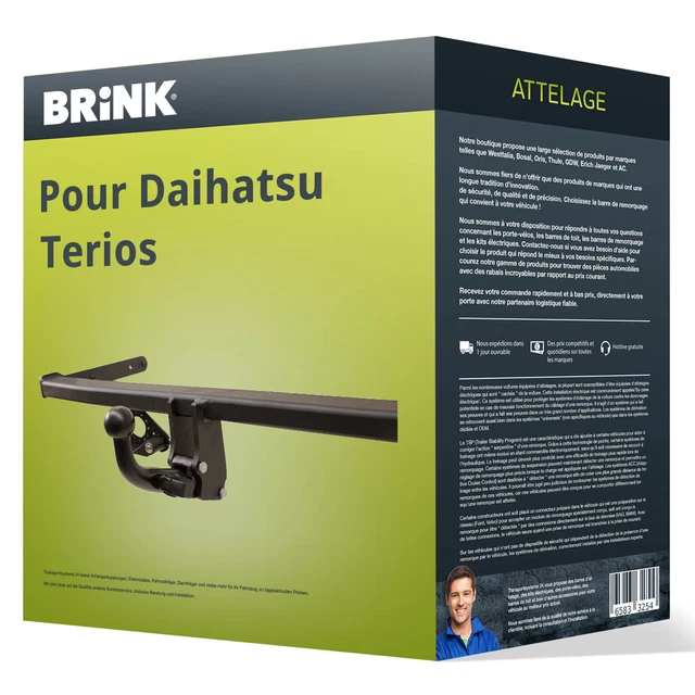 Attelage Complet + Câblage Pour Daihatsu Terios (04/2006>>) - Capacité 1350 Kg - Classe 2 - Acier Inox - Neuf - Fabriqué En Italie