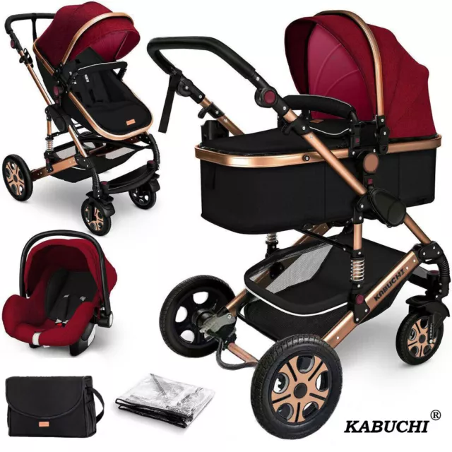 KABUCHI® Neugeborener Kinderwagen Kinderwagen Buggykinderwagen 3in1 Reisesystem Autositz