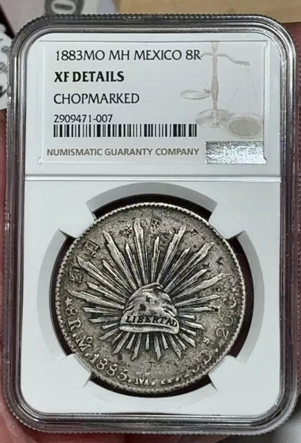 Mexico 8 Reales Silver Coin, 1883 Chopmarked NGC XF