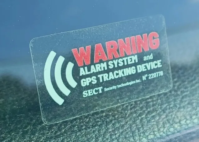 2 Aufkleber GPS Alarm weiß innen Autoalarm Dezent Innenklebend spiegelverkehrt .