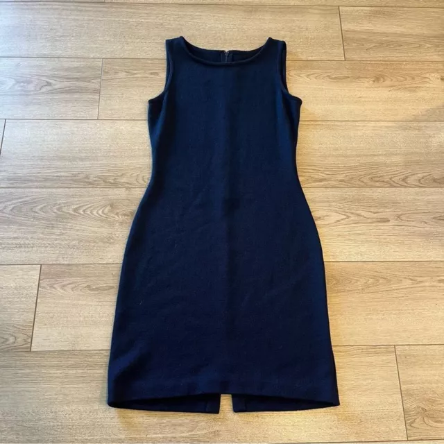St. John Caviar Santana Knit Navy Blue Sleeveless Pencil Dress Size 4