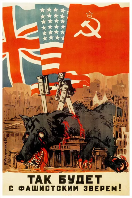 Dead Wolf Vintage Russian Soviet World War Two WW2 Military Propaganda Poster