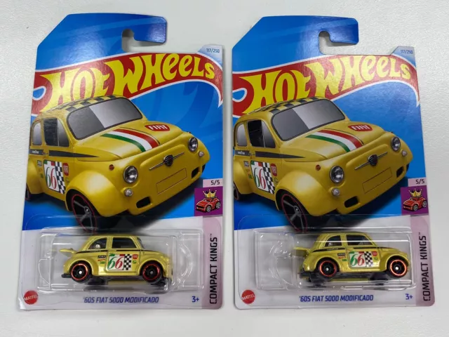 2 x 2024 Hot Wheels 605 Fiat 500 Modificado Brand New FREE POSTAGE