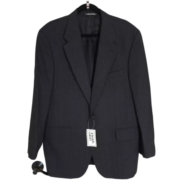 Gianni Versace Mens Blazer Vtg 90s Gray Pinstripe Virgin Wool Suit Jacket NWT 51