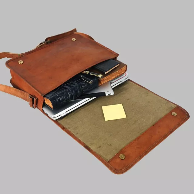 CROSSBODY MESSENGER HANDMADE Genuine Satchel Leather Shoulder Brown Bag ...