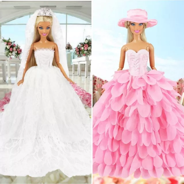 2 Abiti Barbie Da Sposa E Principessa Con Accessori - Offertissima!