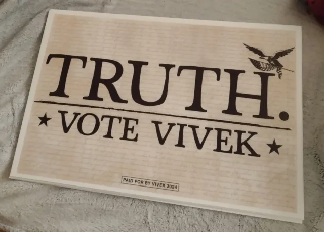 Vivek Ramaswamy 2024Presidential Candidate Truth Official Campaign Yard Sign