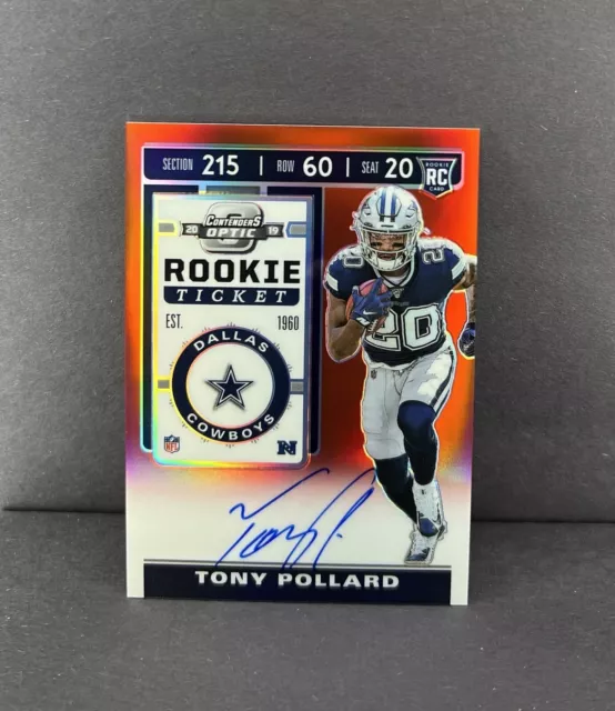 Tony Pollard /199 Red 2019 Contenders Optic Rookie Ticket RPS Autographs Cowboys