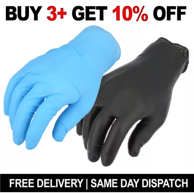 1000 x Black Blue Disposable Gloves Nitrile Rubber Latex Free Powder Free Gloves