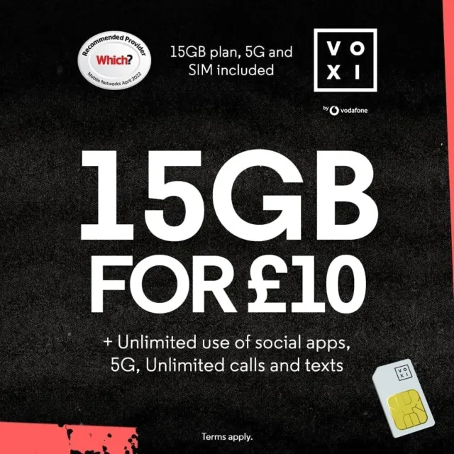 New UNLIMITED DATA Calls & Text Latest VOXI UK Pay As You Go  PAYG SIM Card