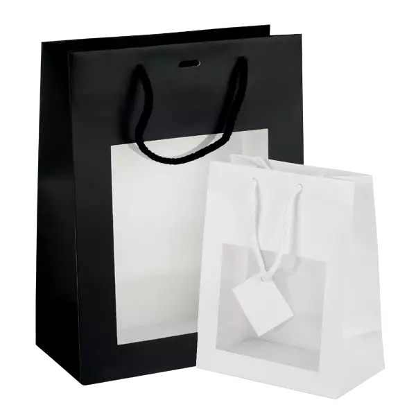 Sac Shopper Papier Mini Luxe Fenêtre Carte Blanc 11,4x6,4x14,6cm 25 Pcs