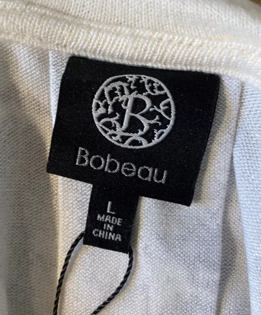 bobeau NWOT women’s long sleeve back print shirt size L ivory k7 3