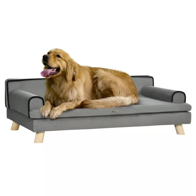 PawHut Dog Sofa w/ Legs, Water-Resistant Fabric for Large, Medium Dogs - Grey