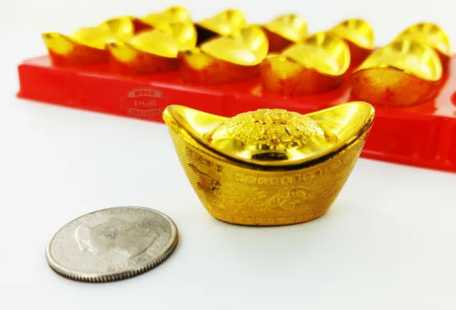 Feng Shui Chinese Golden Ingot Yuan Bao for Attract Wealth and Good Luck x 12