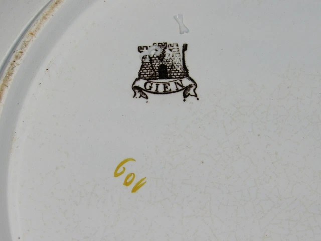 10H4 Ancien Plat De Service En Faïence Signe Gien Decors Renaissance 6