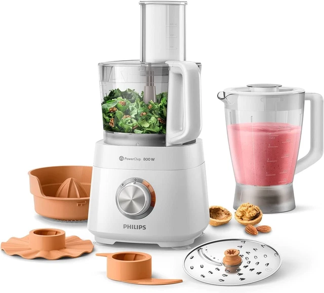 Philips Robot De Cuisine Compact Et Mixeur - 800W, 29 Fonctions, Carafe 2.1L, F