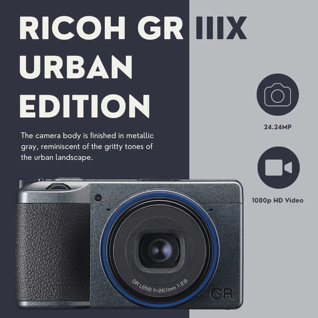 RICOH GR IIIx Urban Edition Digital Camera with Case SD Card and Spare Battery 3