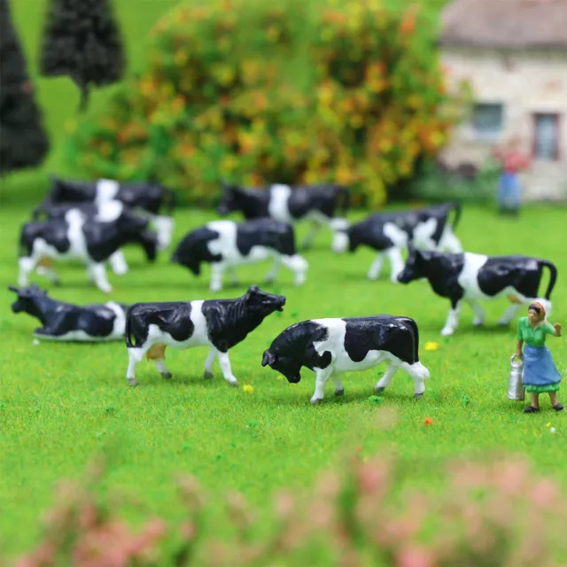 36PCS Model Train 1:87 Well Painted Herder Farm Animals HO Scale Cows Railway