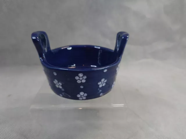 GMUNDNER KERAMIK AUSTRIA Dirndl blau gepunkteter Blumenmuster Mini Schüssel 9 cm Durchmesser