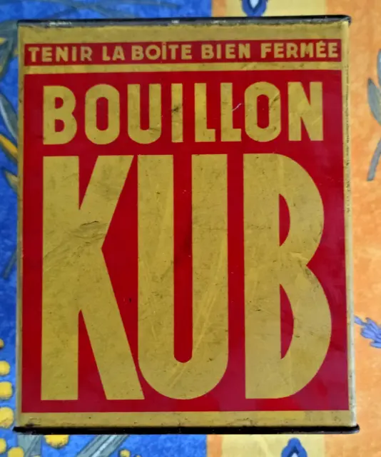 Boite ancienne "vintage" Publicitaire Bouillon Kub en métal tole  Format 13 x 13
