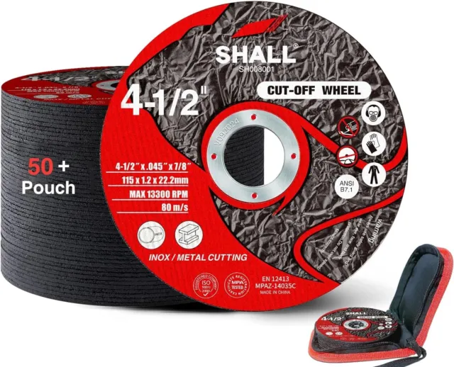 SHALL 50-Pack Cut Off Wheels 4 1/2 x 7/8 Inch,Angle Grinder Fast Cutting Disc