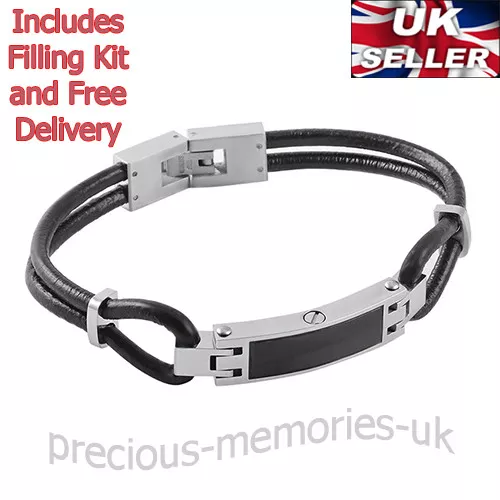 Cremation Urn Ashes Leather Bracelet Funeral Memorial Keepsake Pendant Jewellery