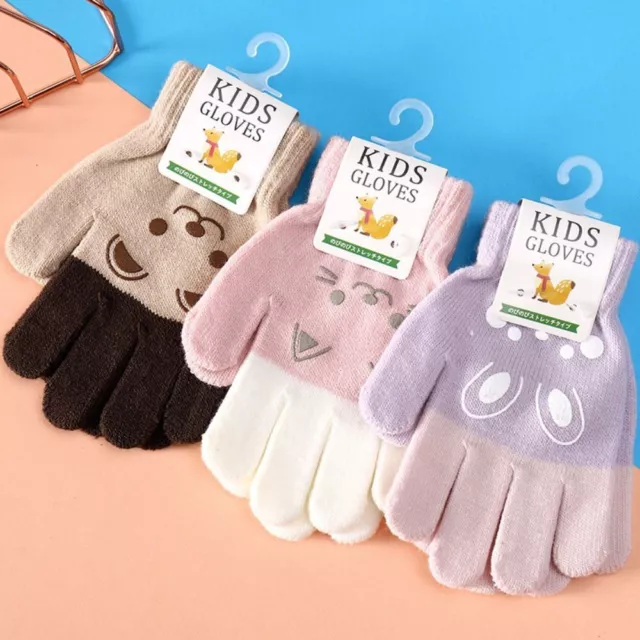 Fingerless Kids Gloves Thick Mitten Cartoon Knitting Mittens  Boys Girls