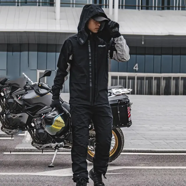 FR Motorcycle Rain Suit Waterproof 2 Piece Set Rain Jacket + Pants (M)