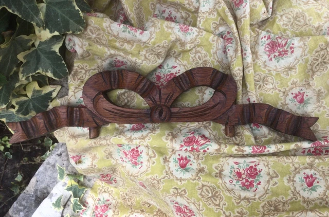 ANCIEN FRONTON EN BOIS SCULPTÉ « NOEUD » XIX Ème NAPOLEON III / SHABBY CHIC RARE