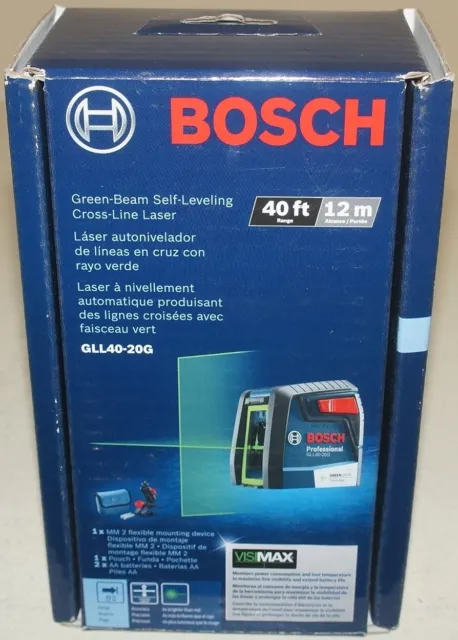 NEW Bosch GLL40-20G VisiMax Green-Beam Self-Leveling Indoor Cross-Line Laser