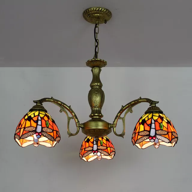 Luxury Chandelier hanging Pendant Lamp Tiffany Stained Glass Shape dragonfly 3/5
