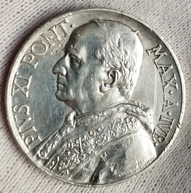 Citta' Del Vaticano 10 Lire 1933- 1934 Pio Xi Argento