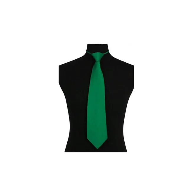 New Poly Men's ready knot pre tied neck tie solid formal wedding emerald green