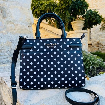 KATE SPADE STACI Dot Dot Dot MEDIUM SATCHEL Black White NWT