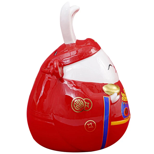 Bunny Piggy Bank Fortunato Decor coniglio in ceramica Fortunato Scultura di