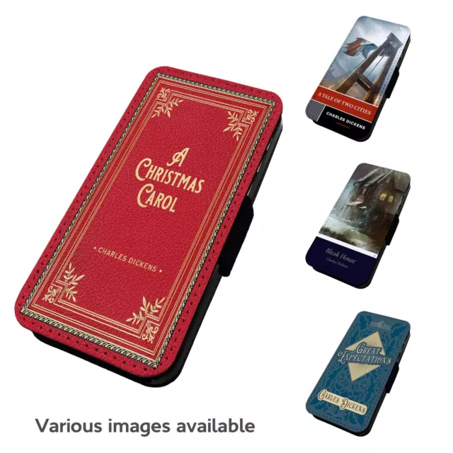Printed Faux Leather Flip Phone Case iPhone - Gift Famous Books Charles Dickens