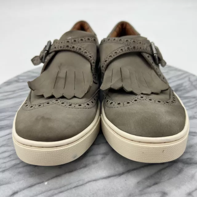 FRYE Gemma Kiltie Fashion Sneaker Womens 7 M Gray Leather Suede Strap and Buckle 3