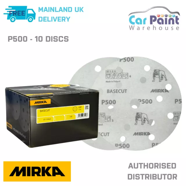 Mirka Basecut P500 Grit 150mm DA H&L Sanding Discs 10pk 6" Paper Abrasive Grit