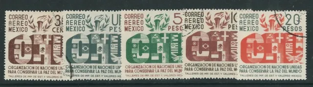 MEXICO 1946 UN WORLD PEACE AIRS ONLY (SCott C158-C162) VF USED CTO