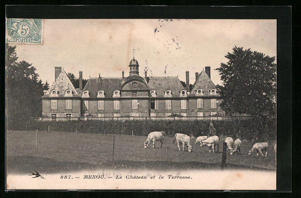 CPA Menou, Le Chateau et la Terrasse 1905