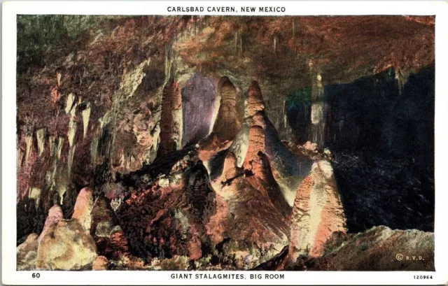 Carlsbad Cavern New Mexico Giant Stalagmites Big Room NM WB Postcard UNP VTG