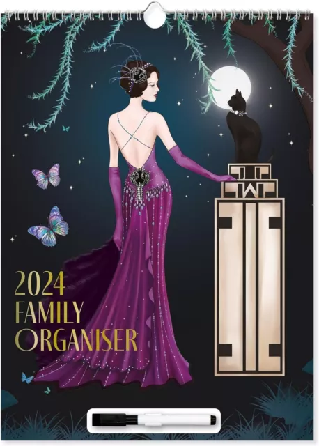 2024 Family Organiser Calendar Planner with Memo Pad, Pen & Shopping List  Floral