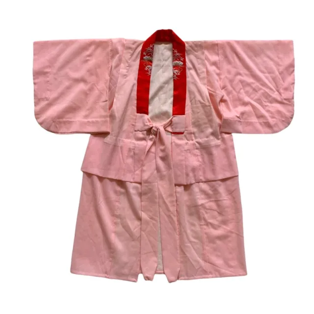 Vintage Kids Pink / Red Kimono Style Traditional Robe Youth Girls Size S Small