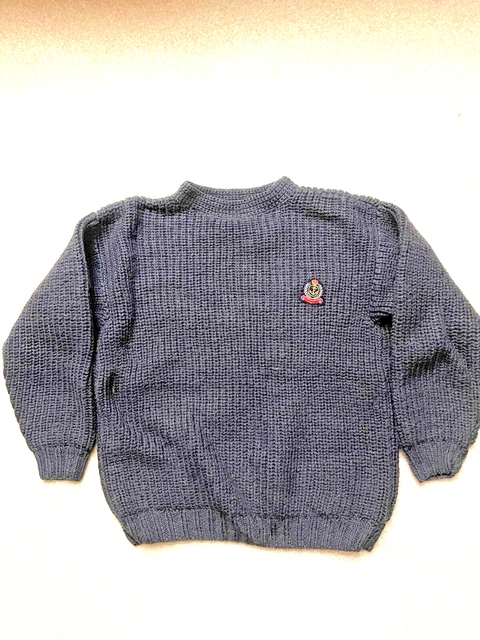 Pull Garçon 12-14 Ans En Laine Grise – Motif Ancre Et Logo Lauriers