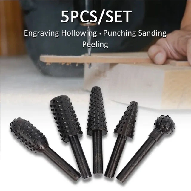 5 Profilfräser Satz Holz Holzfräser Stahl Bohrer Holzschnitzere Holzraspel Set