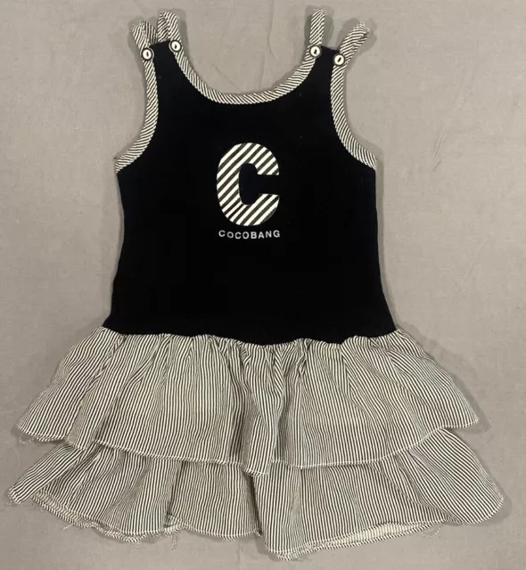 Coco Bang Dress Toddler Size 2-3T Black/White Spaghetti Straps Ruffle Skirt